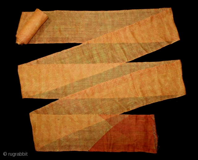 Turban (Pagh) Tie and Dye, Mothara Turban From Shekhawati District Rajasthan India.C.1900.Fine Cotton Mull-Mull.Royals Family of Rajasthan.Length 15 to 18 miter.(DSE03910).            