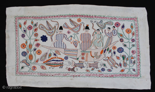 Vintage Kantha Embroidered with cotton thread Kantha Probably From Faridpur District of East Bengal(Bangladesh)Region India.Circa.1930.Its size is 52cm x 92cm.(DSE02620).             