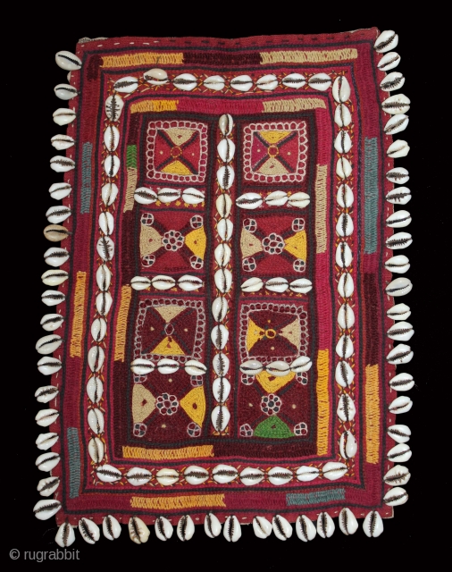 Banjara Gala From Karnataka, South India.C.1900. Embroidered on Cotton. Gala is Traditionally Used by Women to Carry Pots on their Heads. Its size is 24cm x 33cm.(DSL04010).      