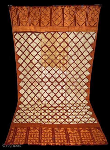 Phulkari From West(Pakistan)Punjab India Called As Chand Bagh.C.1900.Floss Silk on Hand Spun Cotton khaddar Cloth.(DSE04060).                  
