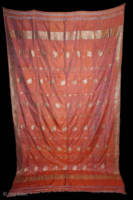 Odhni Zari Brocade (Real Silver and Gold) From Varanasi India.Pure Silk Fabric Dhup Chaoun. Made to order for some Royal Rajput Family.Very rare Piece.(DSE00680).         