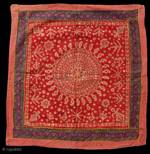 Chakla Hand Print (Cotton Khadi) From Rajasthan India.Very rare Design.Its size is 62x60cm.(DSC00630).                    