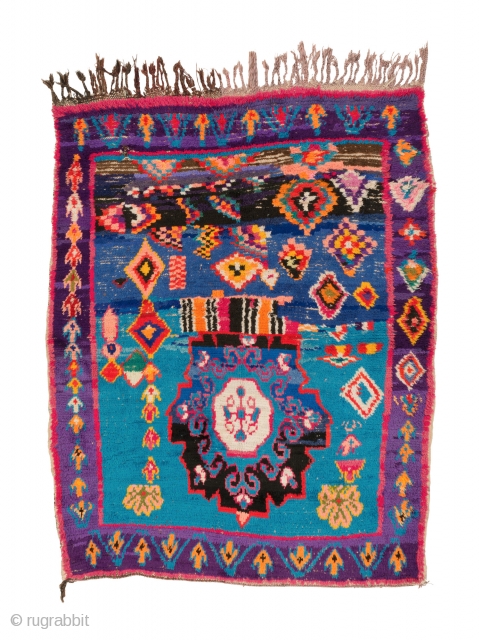 tm 2068, small pile rug from the Azilal region, central High Atlas, Morocco, 1990/2000, 145 x 115 cm (4' 10'' x 3' 10''). www.berber-arts.com         