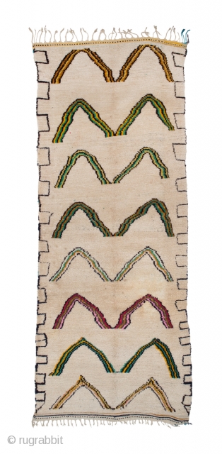 tm 1835, long pile rug from the Azilal region, central High Atlas, Morocco, 1980s/90s, 330 x 130 cm (9' 10'' x 4' 4''). 
www.berber-arts.com         