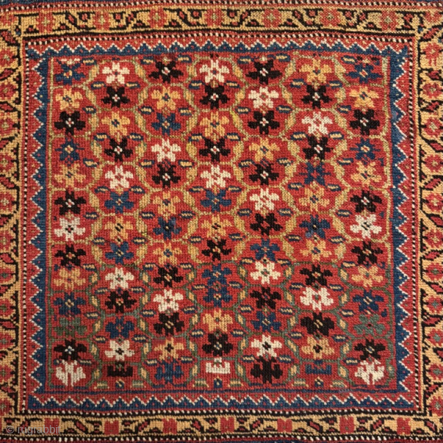 Late 19th century Kamseh bagface, with unusual lattice design.
Good saturated colours, and in great condition. 0.66m by 0.58m
Contact gene@heritage-antique-rugs.com for more pics, price etc.