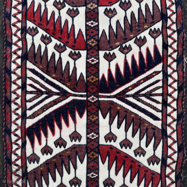 Interesting Turcomen tent band fragment, Yomut(?)
1.16m by 0.38m
Contact gene@heritage-antique-rugs.com for more pics, price etc.