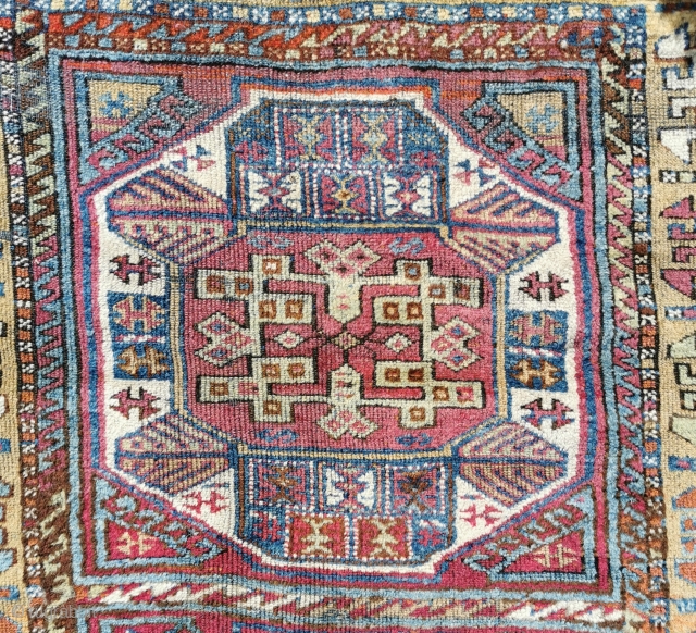 Late 19th century Yuruk rug, in need of restoration. Several areas of wear to the foundation, but good pile elsewhere and a gorgeous range of pastel colours
80in by 43in    