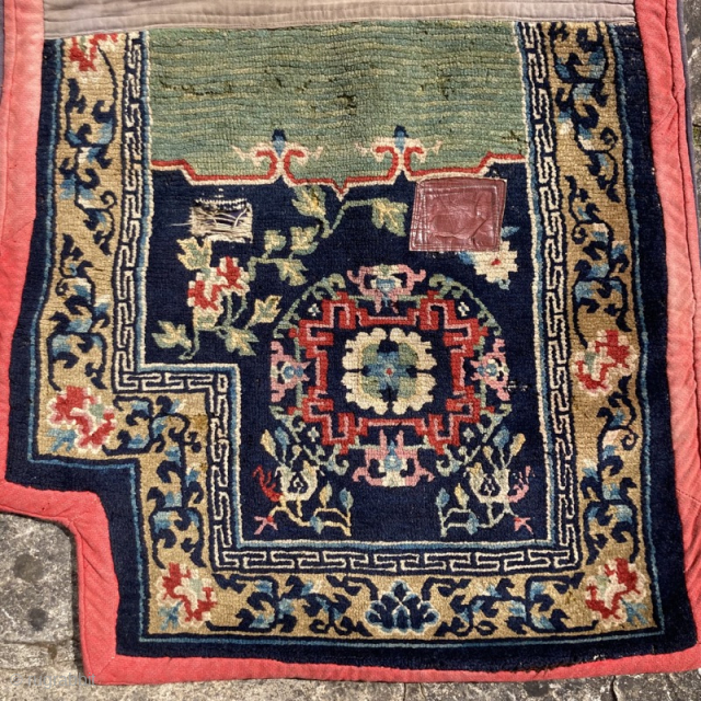 Early 20th century Tibetan saddle rug in good condition for its age.
1.29m by 0.62m
Contact gene@heritage-antique-rugs.com for more pics, price etc.             