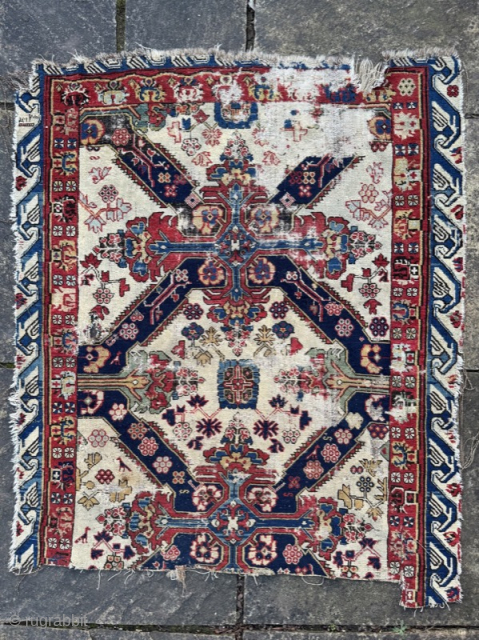 Beautiful early Seichur fragment, finely woven, stunning colours, balanced design...
1.31m by 1.04m
Contact gene@heritage-antique-rugs.com for more pics, price etc.               