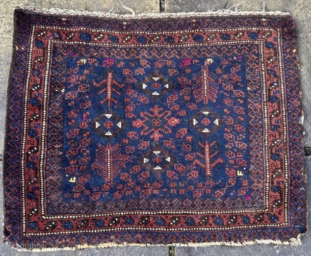 Unusual 19th century Belouch bagface
0.68m by 0.54m
Contact gene@heritage-antique-rugs.com for more pics, price etc.                    