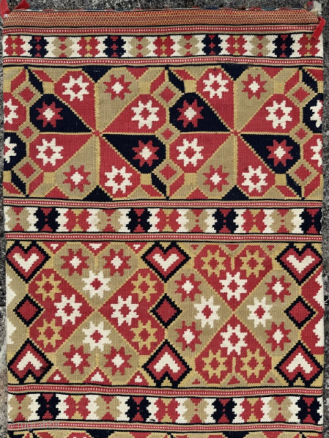 19th century rollakan. The back is as interesting as the front. Good colours, great condition. 1.07m by 0.53m
Contact gene@heritage-antique-rugs.com for more pics, price etc.
