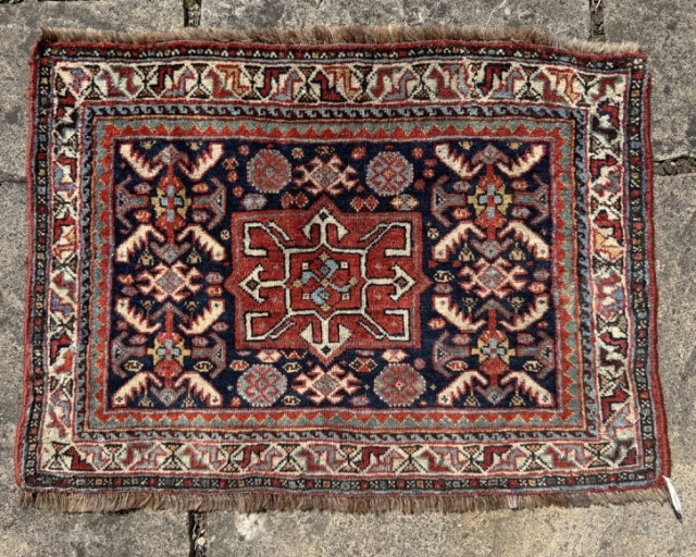19th century kamseh bagface, crisp design, great colours, good condition
0.71m by 0.50m
Contact gene@heritage-antique-rugs.com for more pics, price etc.               