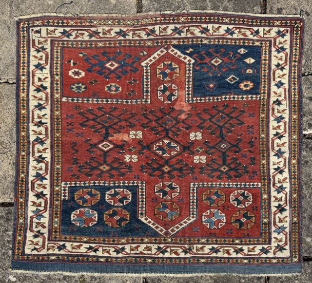 Small late 19th century Bergama area rug, with old reweaves.
0.96m by 1.07
Contact gene@heritage-antique-rugs.com for more pics, price etc.
WhatsApp +44 (0)7803341863