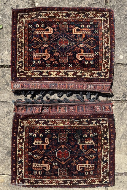 Pair of antique Luri bags in great condition, both about 0.65m by 0.55m
Contact gene@heritage-antique-rugs.com for more pics, price etc
WhatsApp +44 (0)7803341863