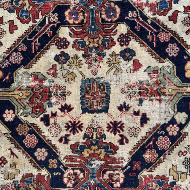 Mid 19th century Seychour fragment, conserved
1.31m by 1.04m
Contact gene@heritage-antique-rugs.com for more pics, price etc
WhatsApp +44 (0)7803341863