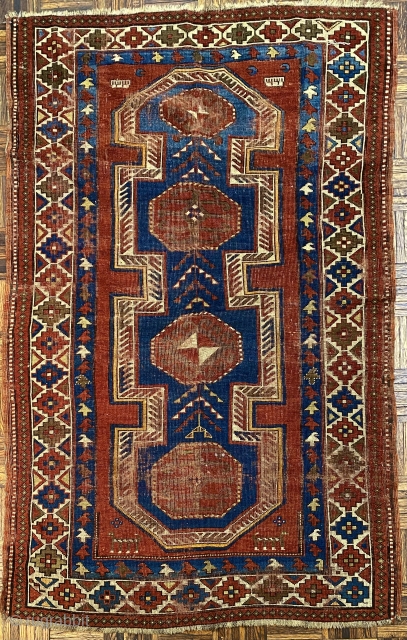 Karagashli Caucasian double-ended prayer rug, dated AH 1303/ 1885CE
3’8 x 5’9”/ 112 x 175 cm                  