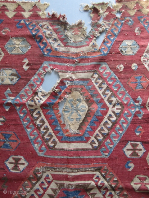 Early Konya/Ladik kilim fragment...before 1800...approx. 5'x 8'(150 x 245cm)                        