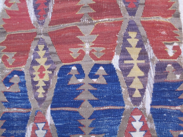 Central Anatolian Kilim fragment....pre-1850 ( all vegetal dyes).... profess. mounted on linen.....fragment size is  22" x 56" (56cm x 142cm )           