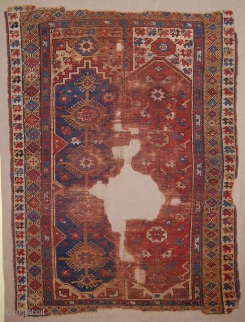 Turkish Fethiye/Makri rug fragment. Classic Makri prayer rug. It has wonderful details and very nice colours. I believe it could be an early example.         