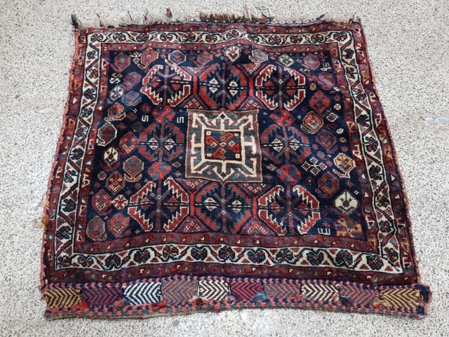 Antique Khamseh bag face with great color. 2'2" x 2'2" or 65x65cm.                     
