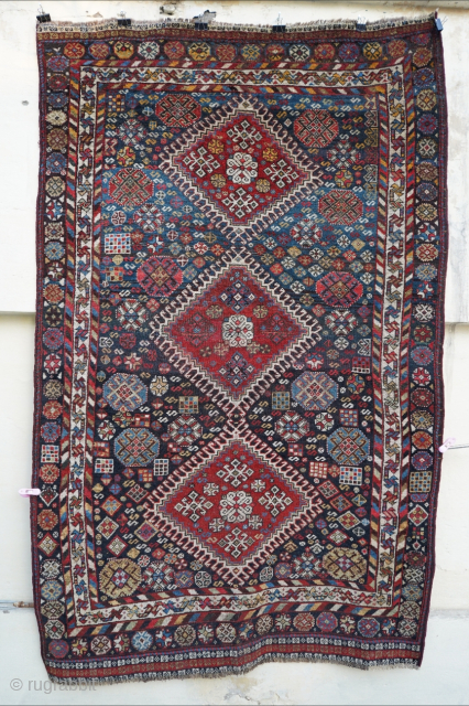 Antique Luri rug with a wide range of colors and attractive borders. 6'10' x 4'5" or 208 x 135cm. Please contact me at Steven.malloch@gmail.com or gerrerugs@gmail.com for questions or purchase.   