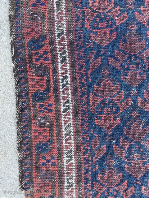 Antique Dukhtar e Qazi Baluch balisht. Well used condition but still has beauty. 1'10 x 2'10"                 