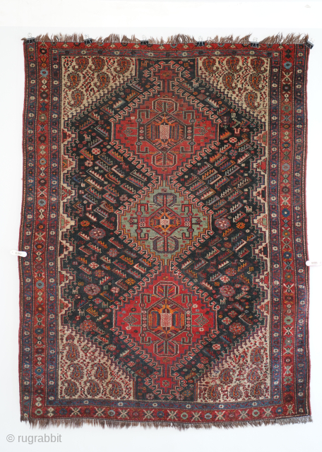 Pretty SW Persian rug. No holes, all ends secured. 3'10" x 5'0" Contact me at steven.malloch@gmail.com or gerrerugs@gmail.com               