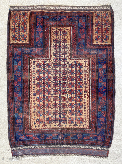 Mid 19th century Timuri Baluch rug. Former Jim Dixon collection. Beautiful original condition, no repairs. 4'8" x 3'5". Contact me at steven.malloch@gmail.com or gerrerugs@gmail.com         