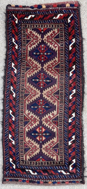 Antique Baluch balisht. Great purple, see full photo for colors. 1'5" x 3'1".                    