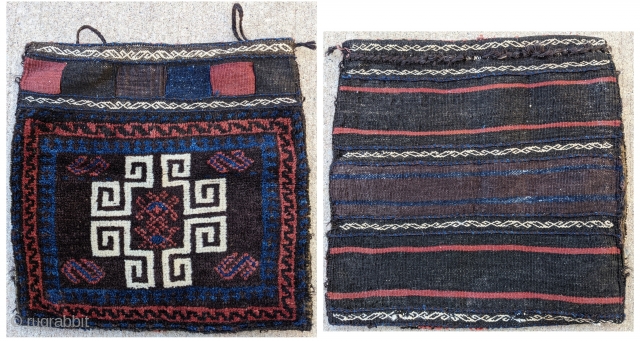 Antique Baluch bag, maybe a chanteh. Sweet little piece that's complete with really soft wool. 15.5" x 16" or 40x41cm.

Chers.             