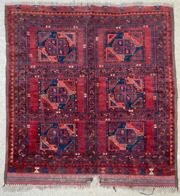 Antique Ersari wedding rug. Good pile and wonderful colors. 4'0" x 4'5". Cheers.                    