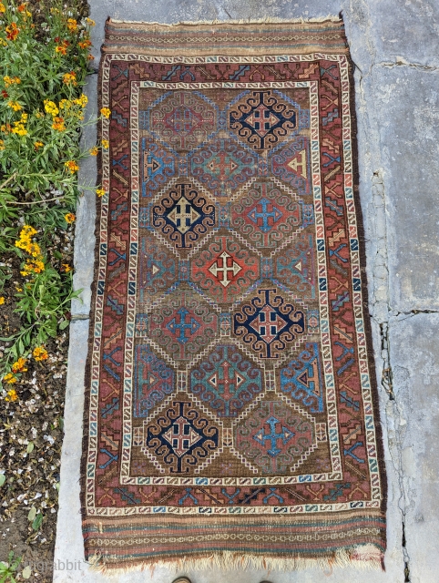 Colorful Kurdish Baluch rug. Natural dyes, original selvedge. Available. Contact: gerrerugs@gmail.com or steven.malloch@gmail.com                    