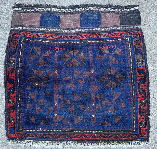Timuri Baluch bag face. It's almost completely electric blue with purple. 26x26" or 66 x 66cm. Please contact me at steven.malloch@gmail.com or gerrerugs@gmail.com for purchase or questions.      
