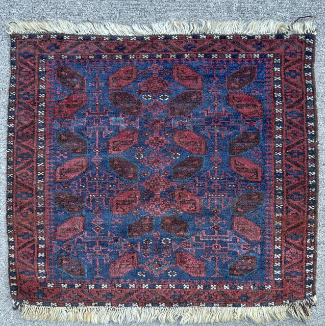 Timuri Baluch bag face with full pile and Greta colors. 25 x 24" or 64 x 61cm. Please contact me at steven.malloch@gmail.com or gerrerugs@gmail.com for purchase or questions.     