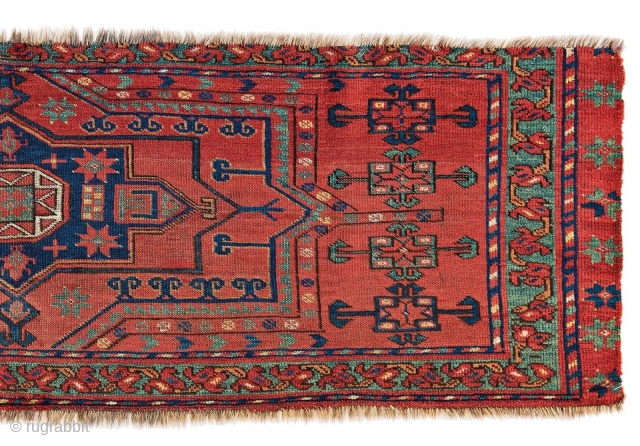 Mid 19th century Ersari trapping. 158 x 48 cm or 5' 2" x 1" 7" Published: The Oriental Rug Collection of Jerome and Mary Jane Straka 1978, No. 37.    