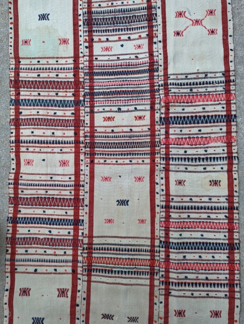 19th century Arabachi tent band fragment. The finest wool tent and I've seen with pink silk. 1'10" x 3'3" or 54x97cm.            