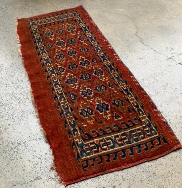 Antique Yomut mafrash. 1'4" x 3'0". Great condition, natural dyes.                       