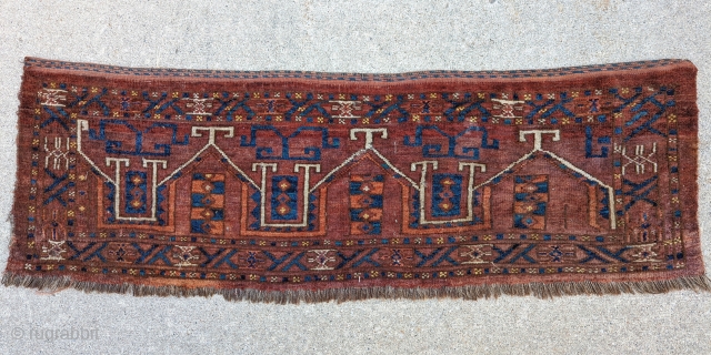 Antique Ersari torba. Wonderful wool and dyes. Good pile. One fingertip size hole. 1'6" x 4'6"                 