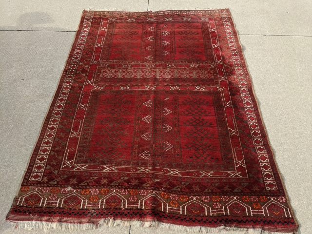 Beautiful 1920's Afghan Purdah / Ensi from the village of Chakesh. Great soft wool with wonderful sheen. One small 1in hole. Hard to capture the colors right in photos because of the  ...