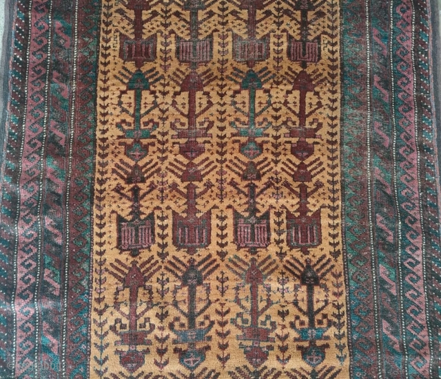 Antique Baluch prayer rug. Wonderful design and deep colors. 3'0" x 5'6" or 91x166cm                   