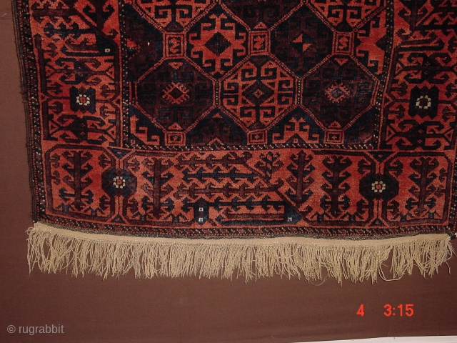 wonderful antique full pile baluch tentrug great kelim headends and original selvedges, no repairs, no stains,  has been hanging horizontal ,small  hanging rings can be removed without damage , silky  ...