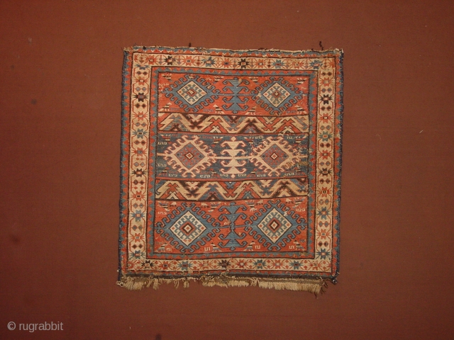 interesting very antique 1840? sumakh bagface, caucasian, possibly karabagh, some small repair, some small wear
59x63cm
2x2.1ft                  