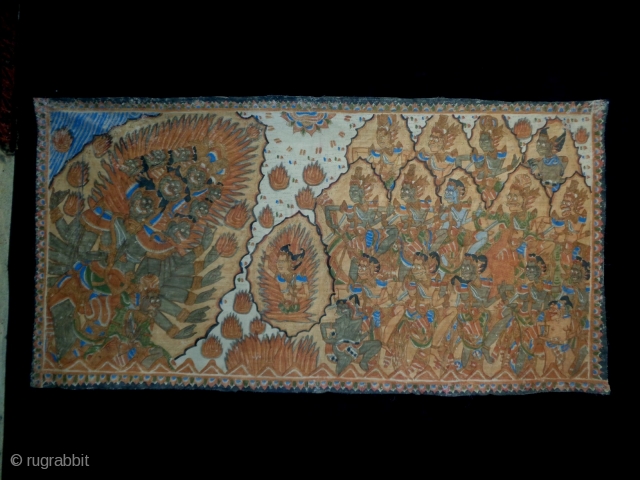 Indonesian Wayang
Size: 168x85cm (5.6x2.8ft)
Natural colors, made in circa 1910/20                        