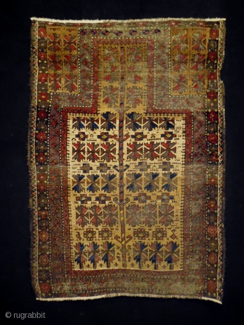 1880 Belouch Prayer Rug
Size: 85x113cm (2.8x3.8ft)
Natural colors                          