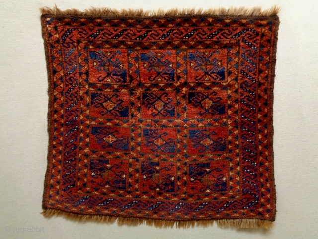 Interesting Kyrgyz Dowry
Size: 68x61cm
Natural colors (except the orange color is faded), circa 80 years old                  