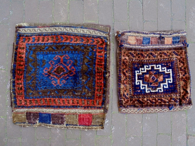 19th Century Two Baluch Bags
Size: 43x46cm and 32x36cm
Natural colors                        