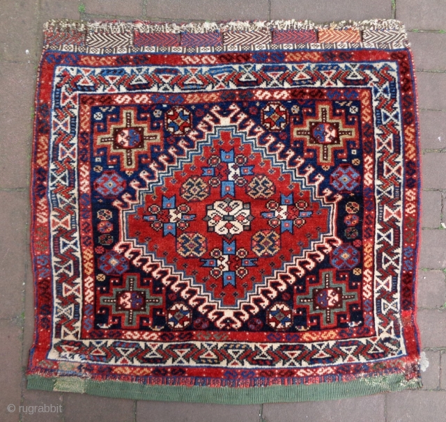 19th Century Universal Qasqhay Bagface
Size: 65x64cm (2.2x2.1ft)
Natural colors, there are three old repairs                    