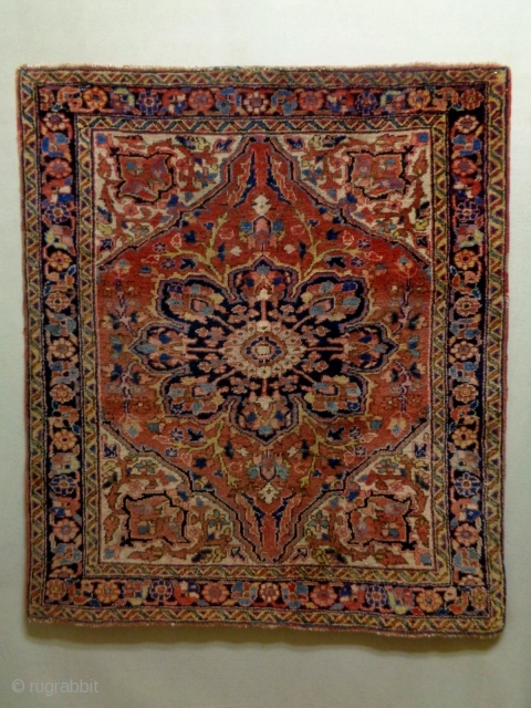 Heriz
Size: 117x133cm
Natural colors (except the red color is a little bit faded), circa 80 years old                 