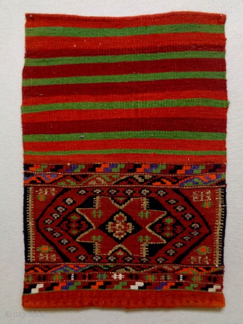 Kurdish Malatya Bag
Size: 36x51cm
there is gold thread, made in period 1920                      
