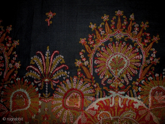 1870/80 Textile
Size: 169x331cm (6.0x11.0ft)
The fringe is silk, the back is covered with black cloth                   